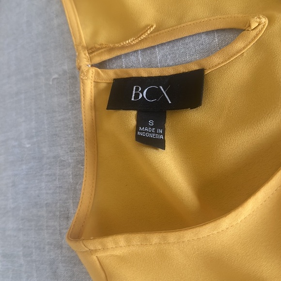 BCX Mustard Yellow Cold Shoulder Top - Picture 3 of 7